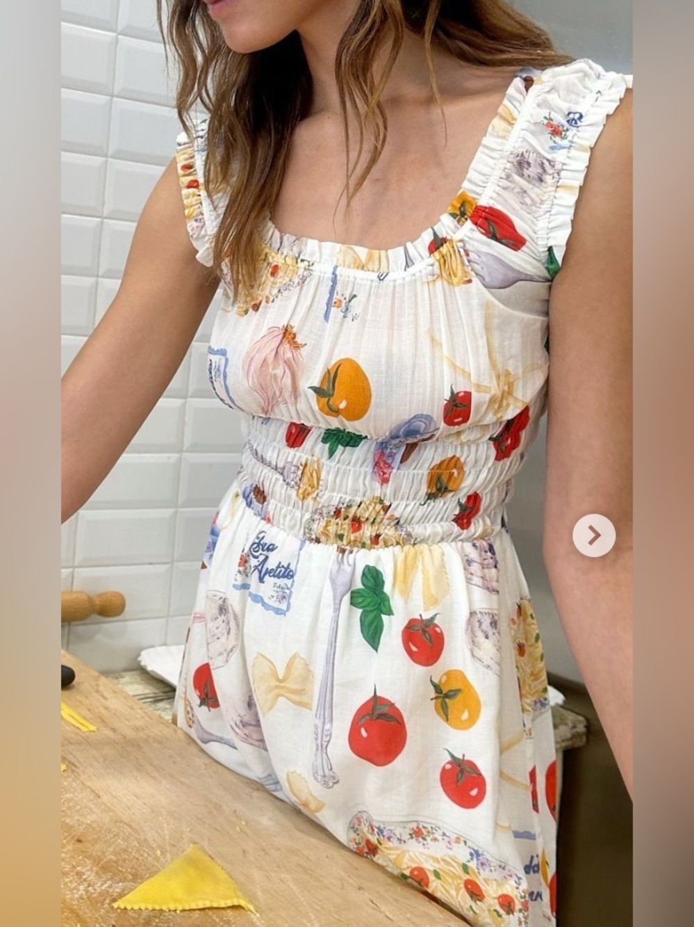 Lisa Says Gah Ivory Maxi Annie Dress, Colorful Buon Appetito Print, NWT Small - Picture 8 of 12